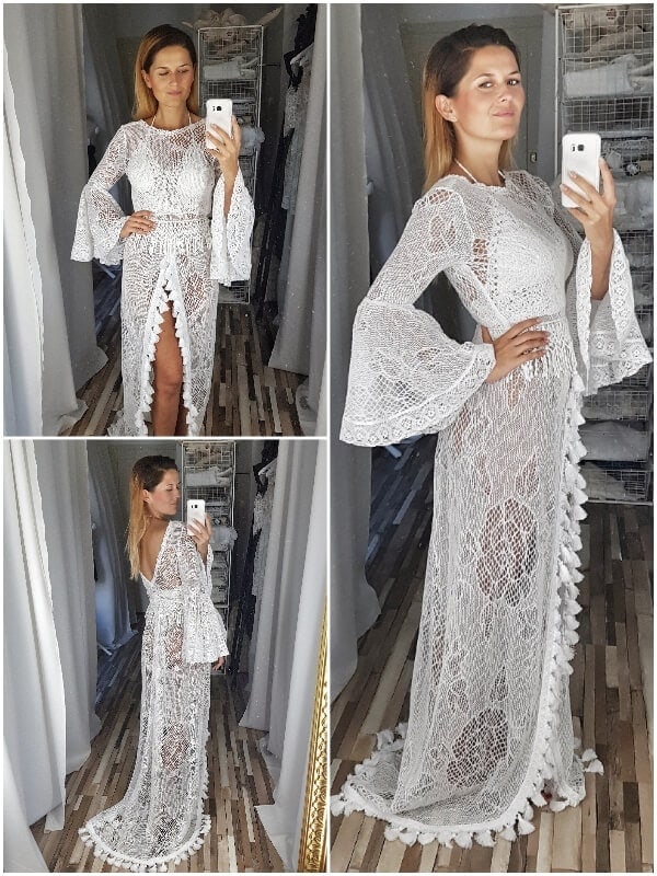 szydełkowa suknia ślubna collage Custom made wedding dresses
