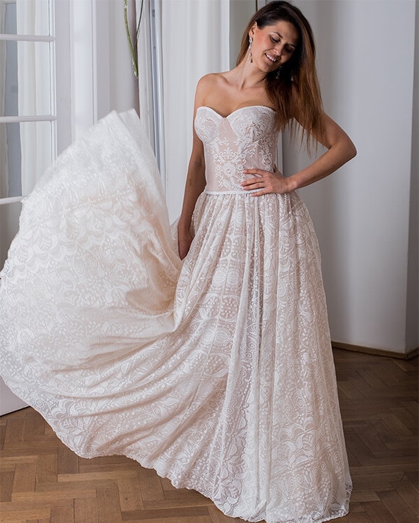 A wedding dress with lace for brides who want to stand out