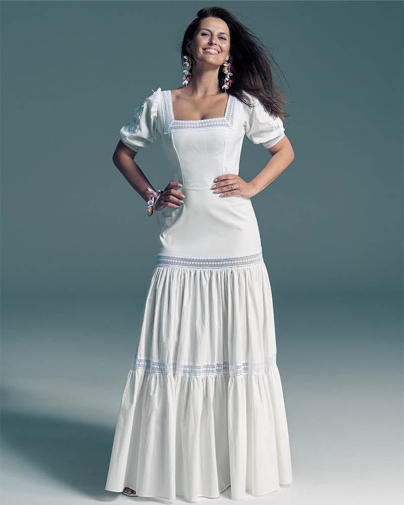 Bawełniana suknia ślubna eko z bufiastymi rękawami Slavica 2 Collections of wedding dresses